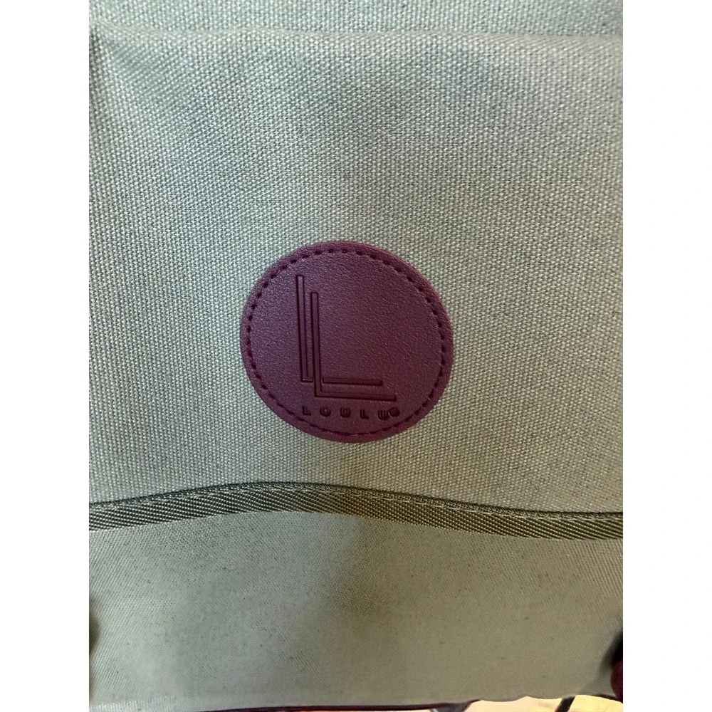Lulu Canvas Messenger Laptop Bag Olive Green Burgundy Gold Buckle Briefcase